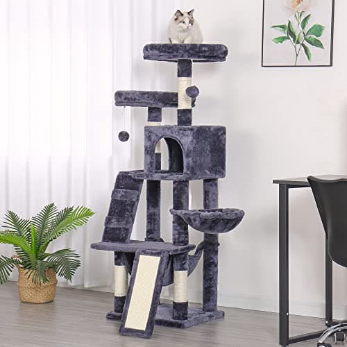 Cat Tree with Toy, Condo, Perch, Hammock, and Scratching Posts