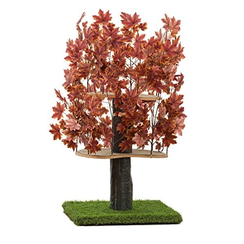 USA-Made On2 Pets Cat Tree with Leaves & House for Indoor Cats — Deep Plum