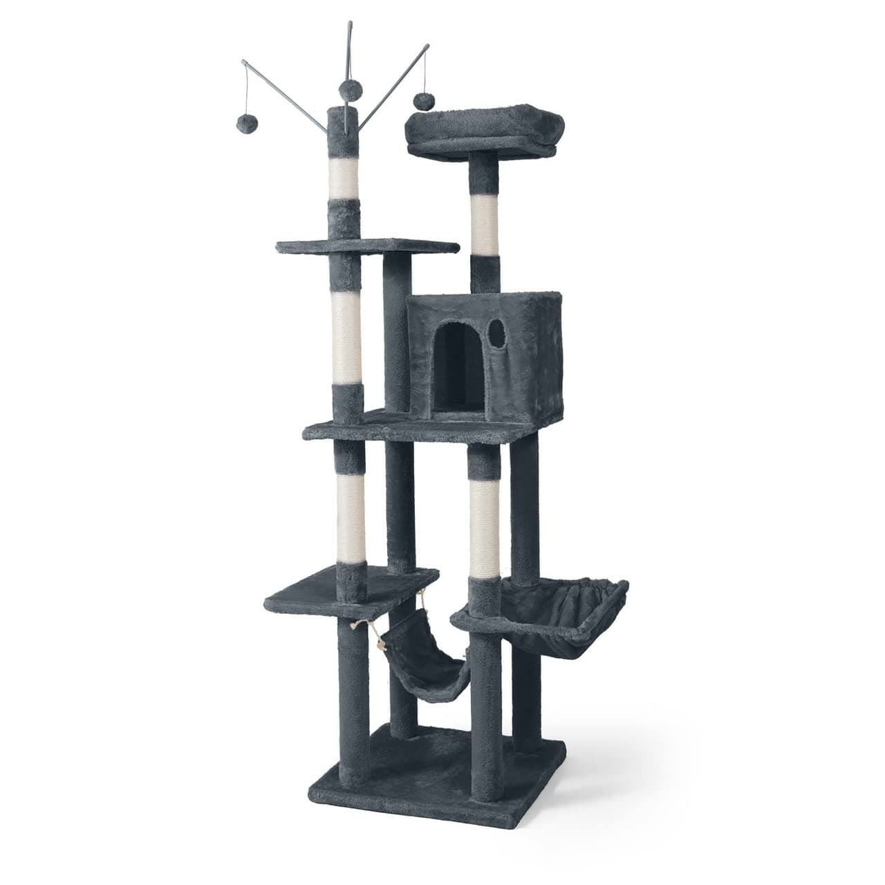 Tall Cat Tree for Indoor Cats: 70-Inch Modern Climbing Play Tower with Perch