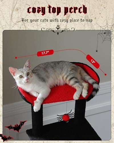 Black Gothic Cat Tree with Coffin Bed & Cat Condo for Indoor Cats