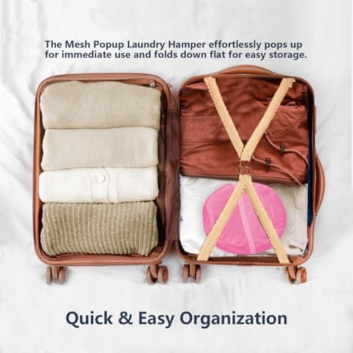 Collapsible Pink Pop Up Laundry Hamper for Travel and Storage