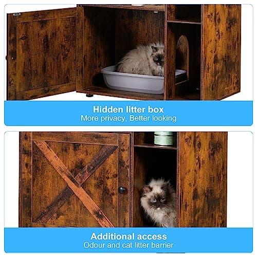 Modern Cat Tree with Litter Box Enclosure and Food Station
