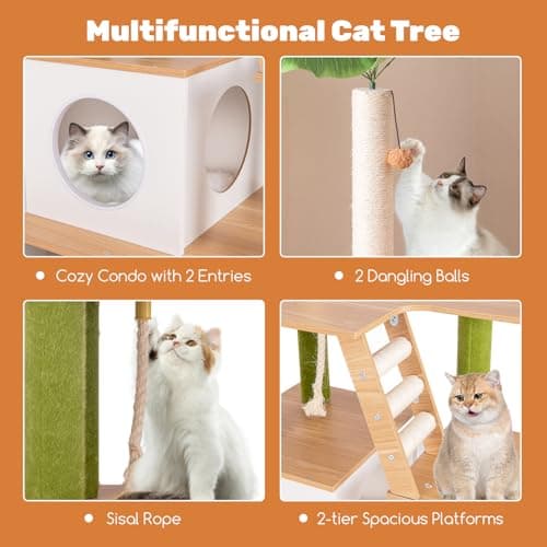 PETSITE Multi-Level Cat Tree with Litter Box & Scratching Posts