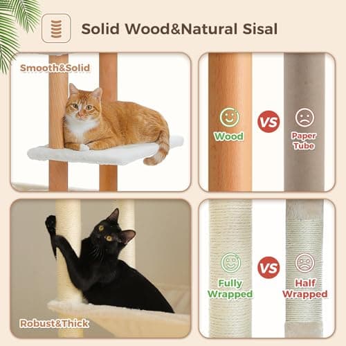 PAWZ Road Large Cat Tree, 73" Tall with 2 Hammocks & 2 Top Beds