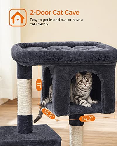 Feandrea Cat Tree with Cat Tower and Condo for Large Cats