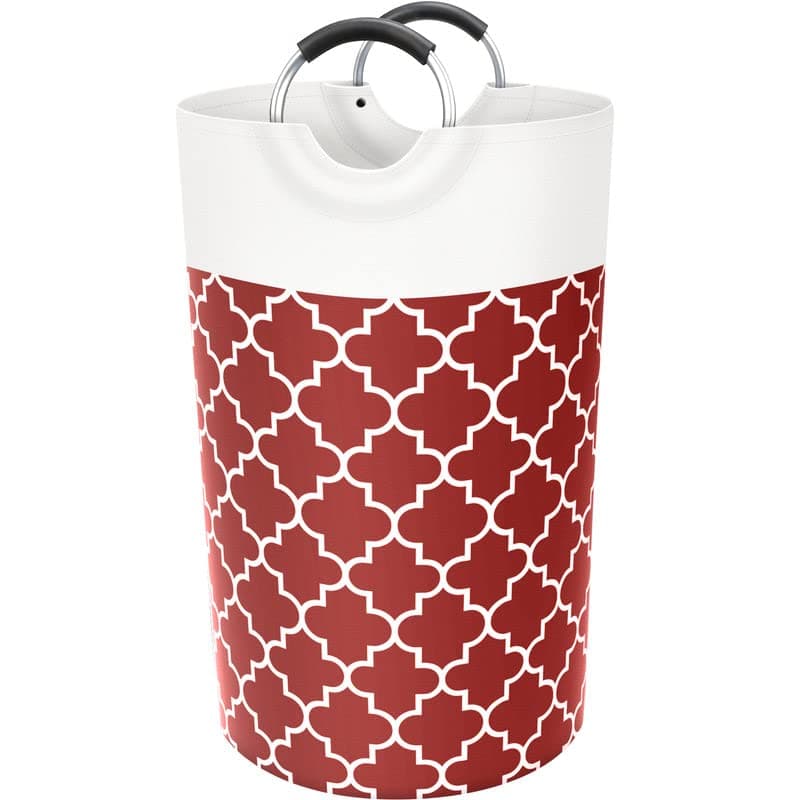 Large Collapsible Laundry Hamper Bag with Handles, 82L Waterproof Storage for College Dorm and Family (Grey) — Red