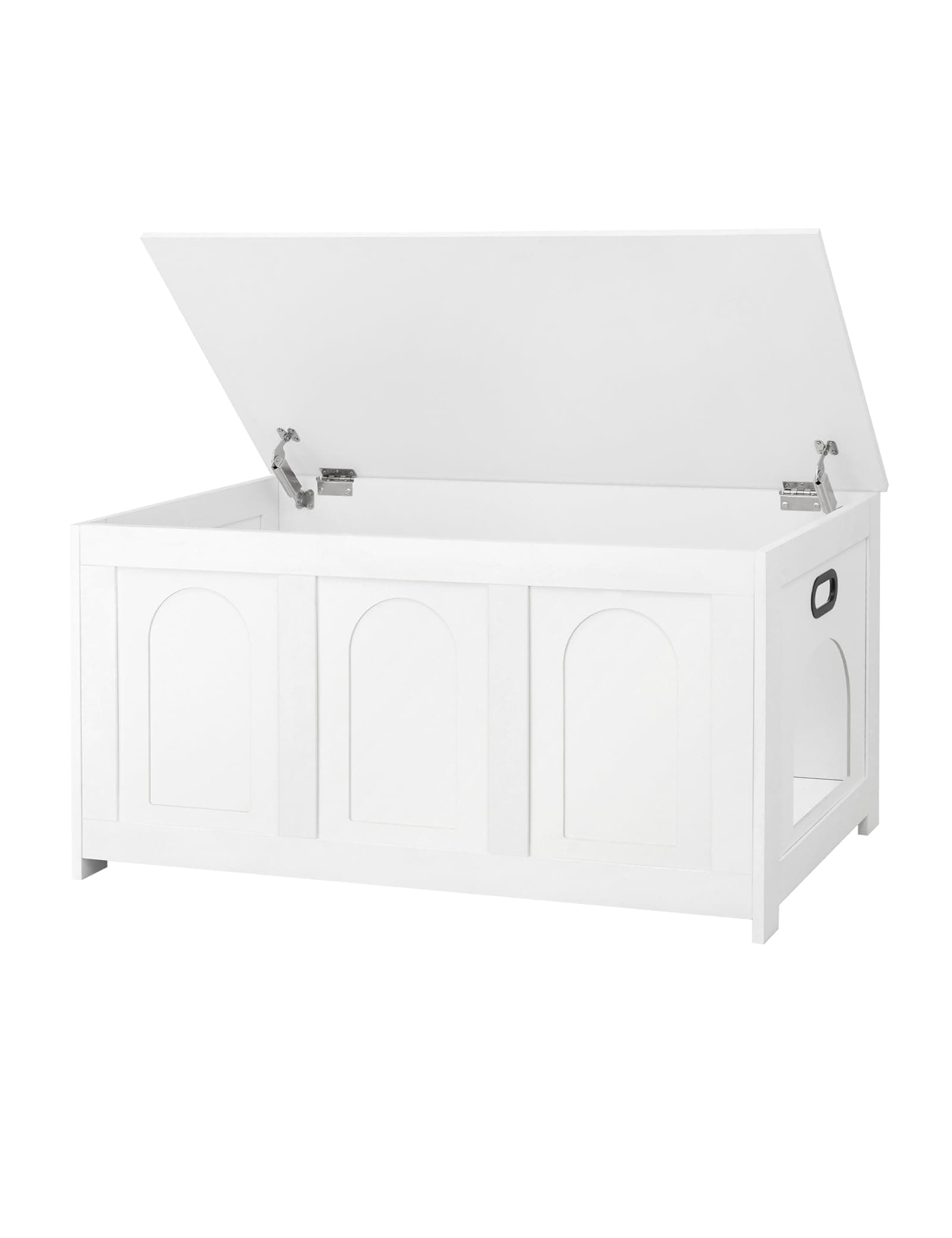 DINZI LVJ Hideaway Cat Litter Box, Flip Top & Sturdy Enclosure, White