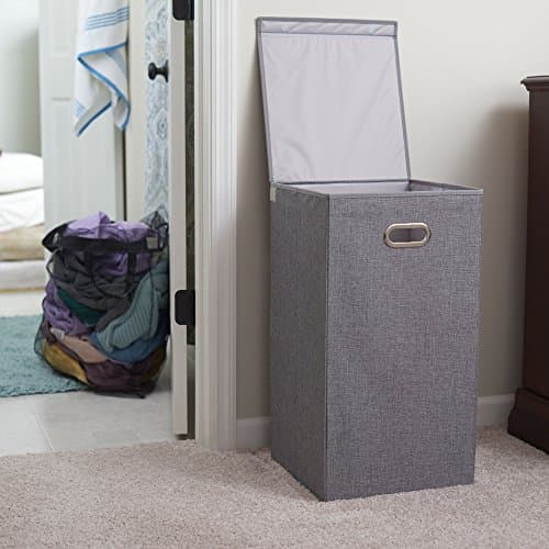 Grey Collapsible Laundry Hamper with Magnetic Lid - Household Essentials