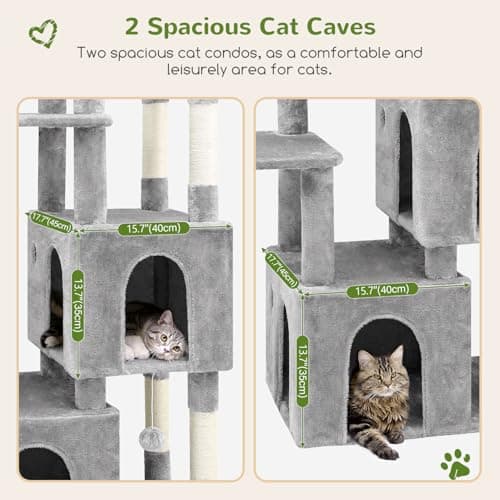 Heavy Duty F61 Cat Tower for Large Cats, Scratching Post & Light Grey