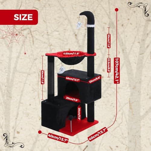 Gothic 45-Inch Cat Tree with Condos & Scratching Posts, Black