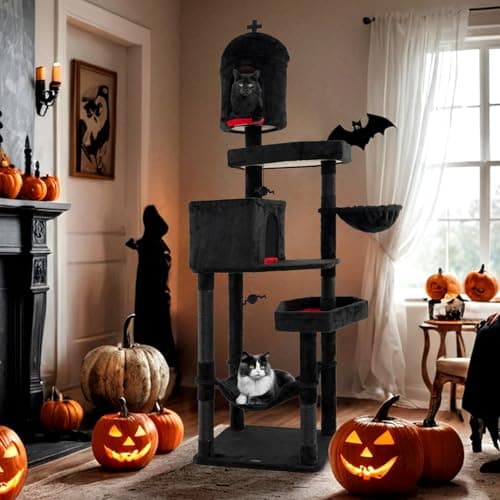 Gothic 83 Inch Cat Tree with Coffin Beds & Scratching Posts, Black