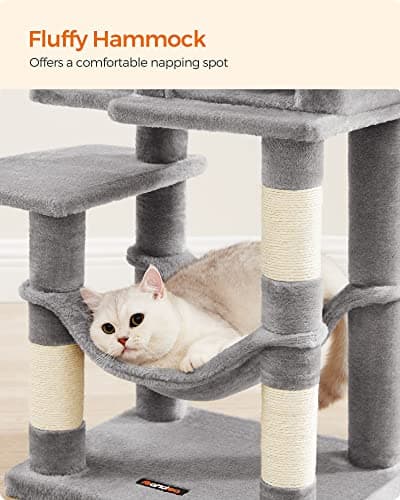 Feandrea Cat Tree 44.1-Inch with Scratching Posts and Hammock