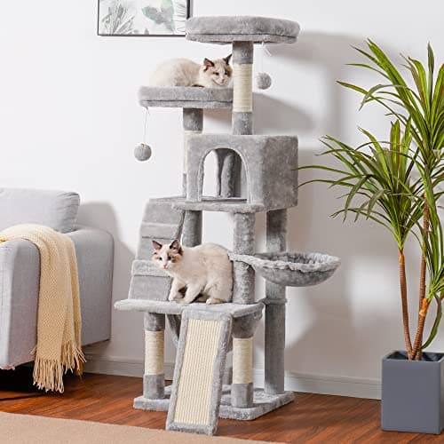 Heybly Cat Tree: Multi-Level Furniture for Indoor Cats with Perch and Scratching Board