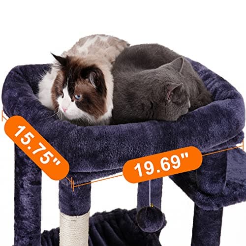 XXL Heavy Duty Cat Tree for Large Cats - 69 inches Tall with Multi-Level Furniture and Cozy Basket