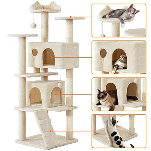 Yaheetech Beige Multi-Level Cat Tree with Condo & Scratching Posts