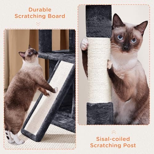 Yaheetech 36in Graphite Gray Indoor Cat Tree with Perch, Scratching Posts & Play Structure