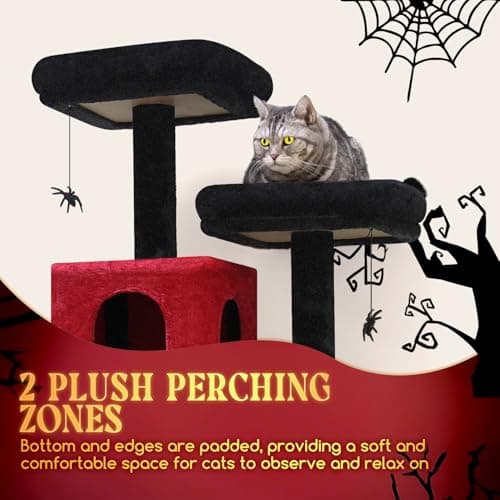 69in Tall Gothic Cat Tree with Sisal Scratch Post & Soft Hammock