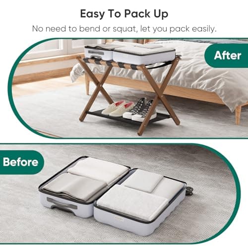 Pack of 2 Foldable Luggage Racks for Guest Room or Hotel Bedroom
