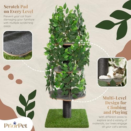 Multilevel Cat Tree with Interchangeable Leaves - Climbing, Hiding, and Sleeping - Pet-Safe and Durable