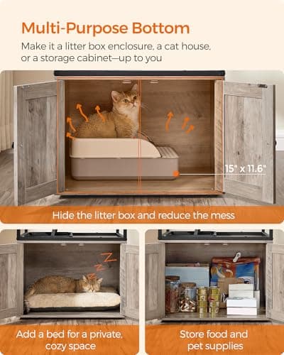 Modern Cat Tower with Litter Box Enclosure and Scratching Post