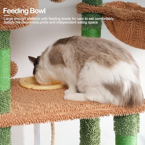 78 Inch Multi-Level Cactus Cat Tower for Indoor Cats with Scratching Board and Caves