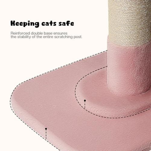 Sisal Cat Scratching Post with Soft Pink Rabbit Bed, Cute Cat Tower for Indoor Cats