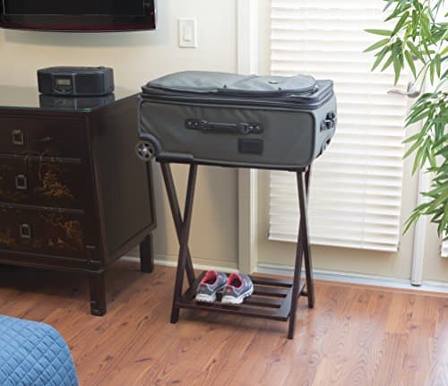 Lipper International Right Height Folding Luggage Rack, Espresso Finish