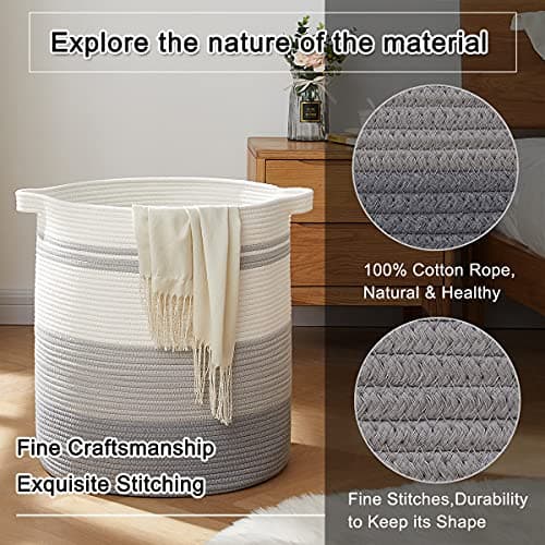 OIAHOMY Decorative 80L Laundry Hamper with Handles - Gradient Gray