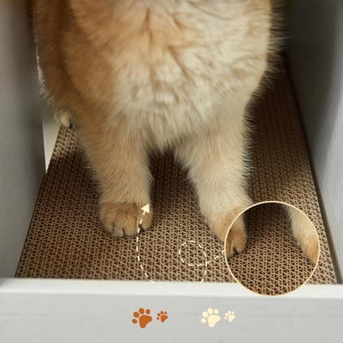 Antique White Cat Litter Box Enclosure with Storage, Farmhouse Style