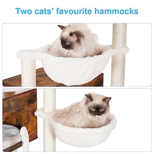 Modern Cat Tree with Litter Box Enclosure and Food Station