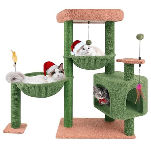 YOUPET Grey 33.46in Multi-Level Cat Tree with Hammocks and Scratching Posts — 33.46" Green