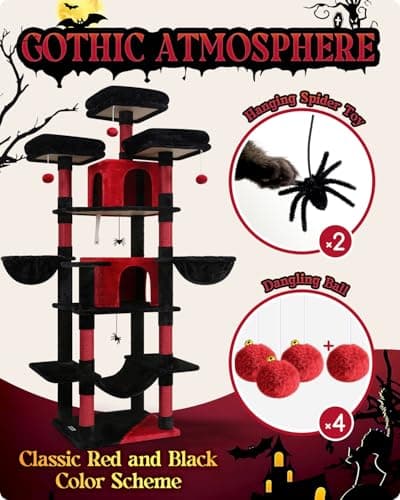 Gothic Cat Tower for Multiple Adult Cats - XXL Halloween Cat Tree