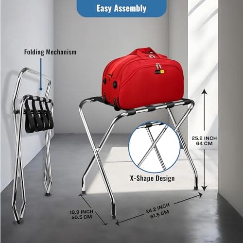 Chrome Foldable Luggage Rack for Guest Room
