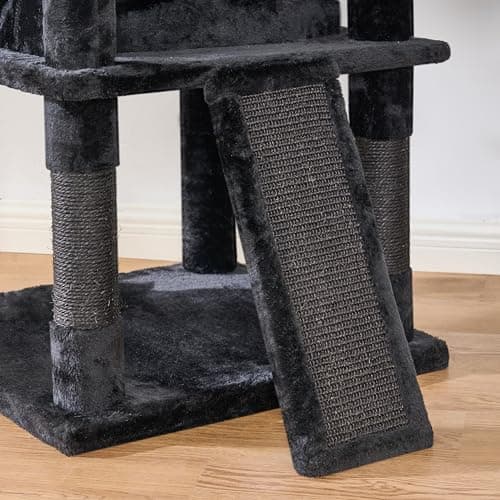 BEWISHOME Gothic Cat Tree with Coffin Bed & Scratching Ramp Black MMJ92R
