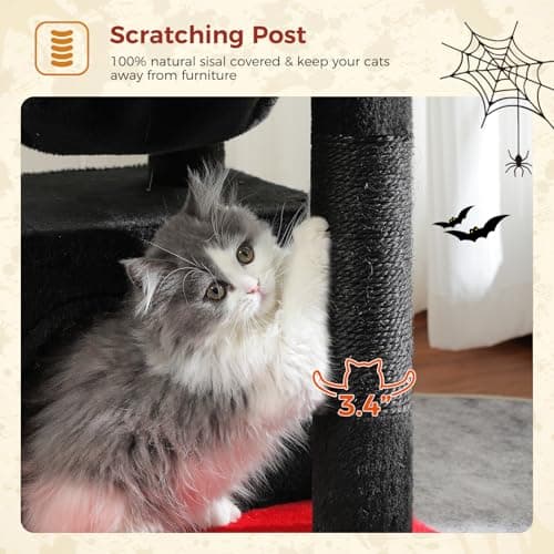 PEQULTI 4-in-1 Gothic Black Cat Tree Tower