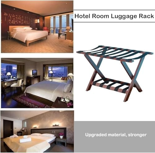 TIST Wood Color Foldable Suitcase Rack - Hotel Guest Room Set of 2