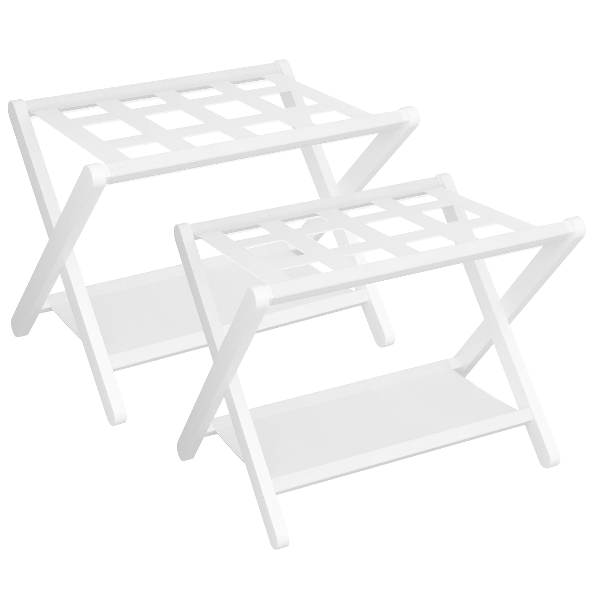 Foldable Luggage Rack Set for Hotel Guest Rooms - White (2-Pack)