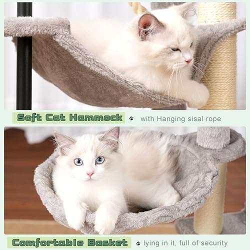 Light Gray 43.3 inch Sturdy Cat Tree Tower for Indoor Cats