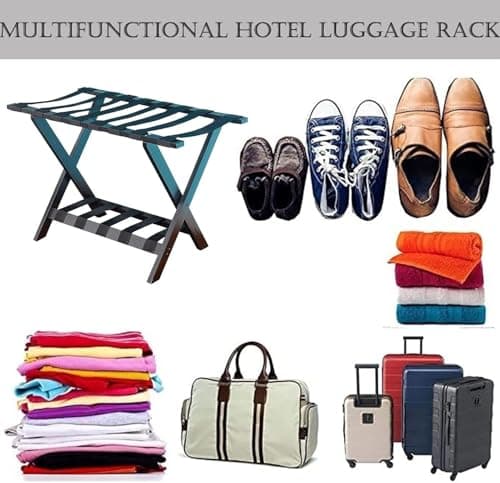 TIST Wood Color Foldable Suitcase Rack - Hotel Guest Room Set of 2