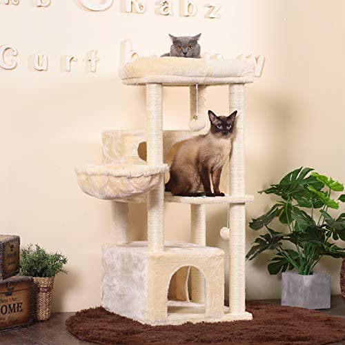 Hey-brother Large Cat Tree with Sisal Scratching & Plush Condos MPJ011M