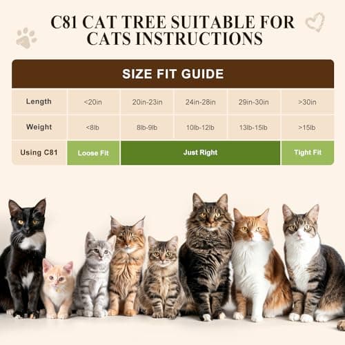 Tall Cat Tower 81-inch, Curved Series Cat Condos with Scratching Post, Hammock, Tunnel
