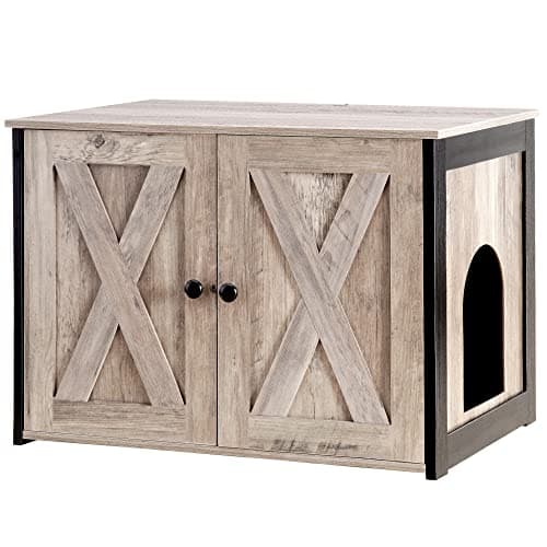 Dwanton Reversible Cat Litter Box Enclosure, Greige Wooden Furniture