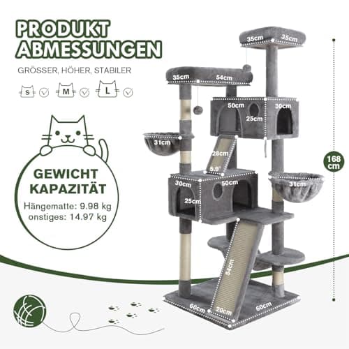Multi-Level 66" MUTICOR Cat Tree with Plush Perches and Sisal Posts/Grey