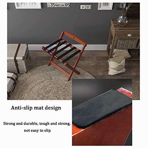 2Pack Portable Folding Luggage Rack with Backrest, Non-Slip Hotel Suitcase Stand(Black)