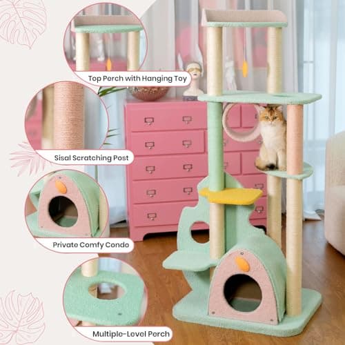 Happy & Polly Extra Large 57.5" Cat Tree with Sisal Scratching Posts & Cozy Perches