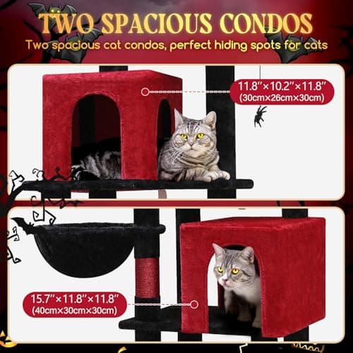 69in Tall Gothic Cat Tree with Sisal Scratch Post & Soft Hammock