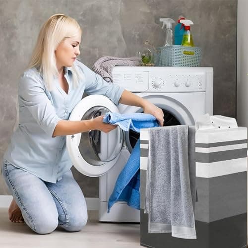 1-Pack Large Waterproof Freestanding Laundry Hamper with Handles for Dorm and Family