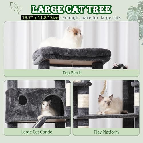 Tall Cat Tree for Large Cats, 200cm Tower with Hammock & Scratching Post GCT031G