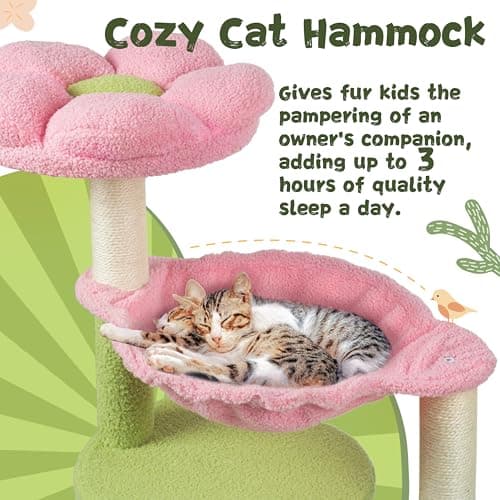 33'' Cute Cat Tower with Toys and Top Perch for Indoor Cats