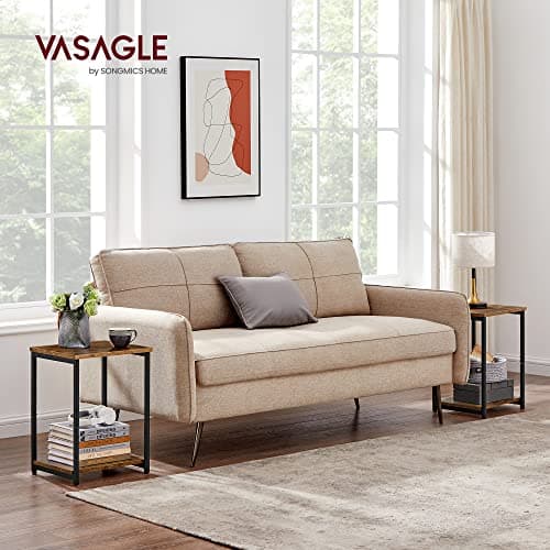 VASAGLE Rustic Brown & Black Side Table Set, Living Room, Bedroom, Office, Bathroom